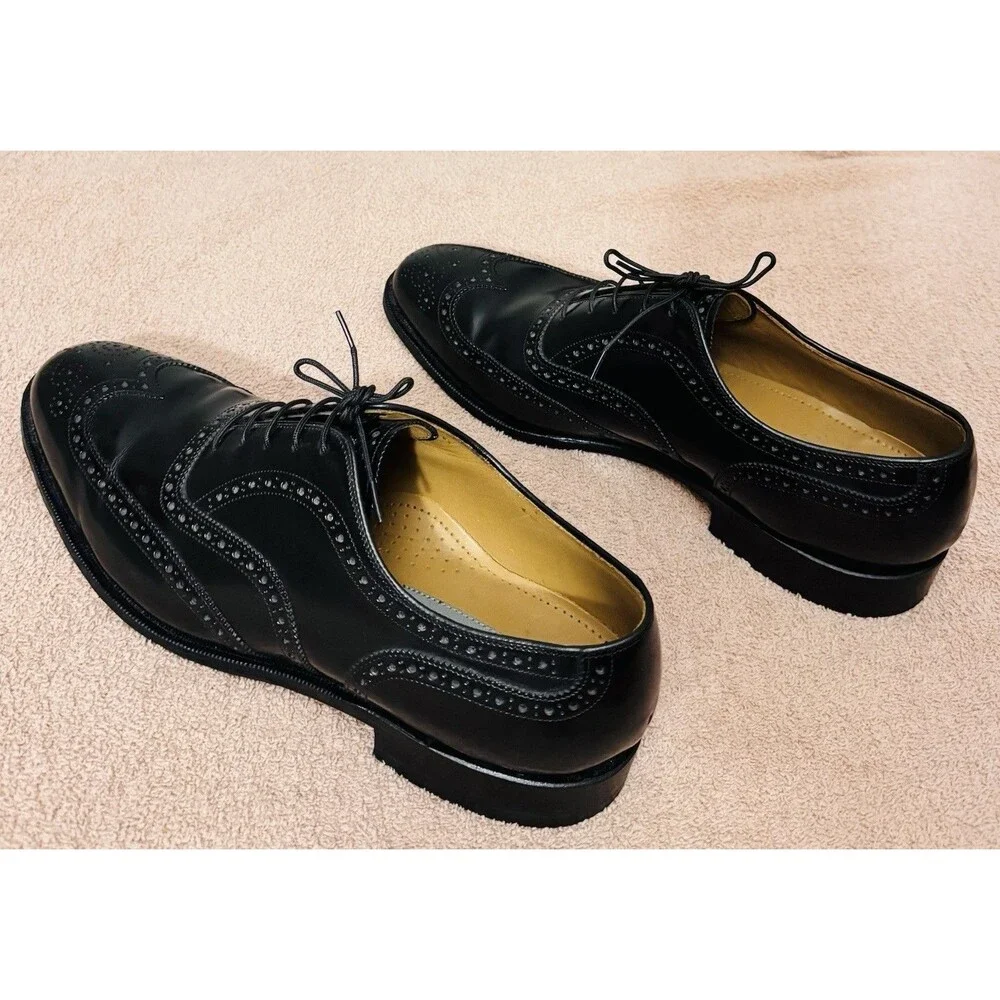 Johnston & Murphy Upton Wingtip Oxfords Dress Shoes Mens 12M Black Leather